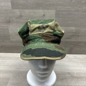 USMC UTILITY COVER Sateen Camo Hat OG106 Sz 7-1/4 Vietnam Era VTG Folded Bill